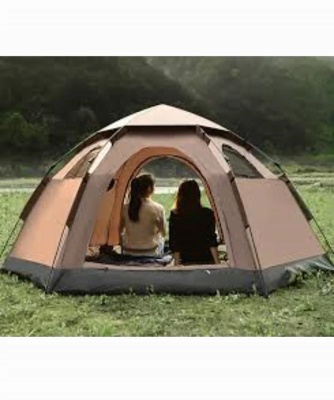 چادر مسافرتی و کوهنوردی شش ضلعی 8 نفره اتوماتیک نیلوفری ( سایه بان دار و دوپوش )(ارسال رایگان)